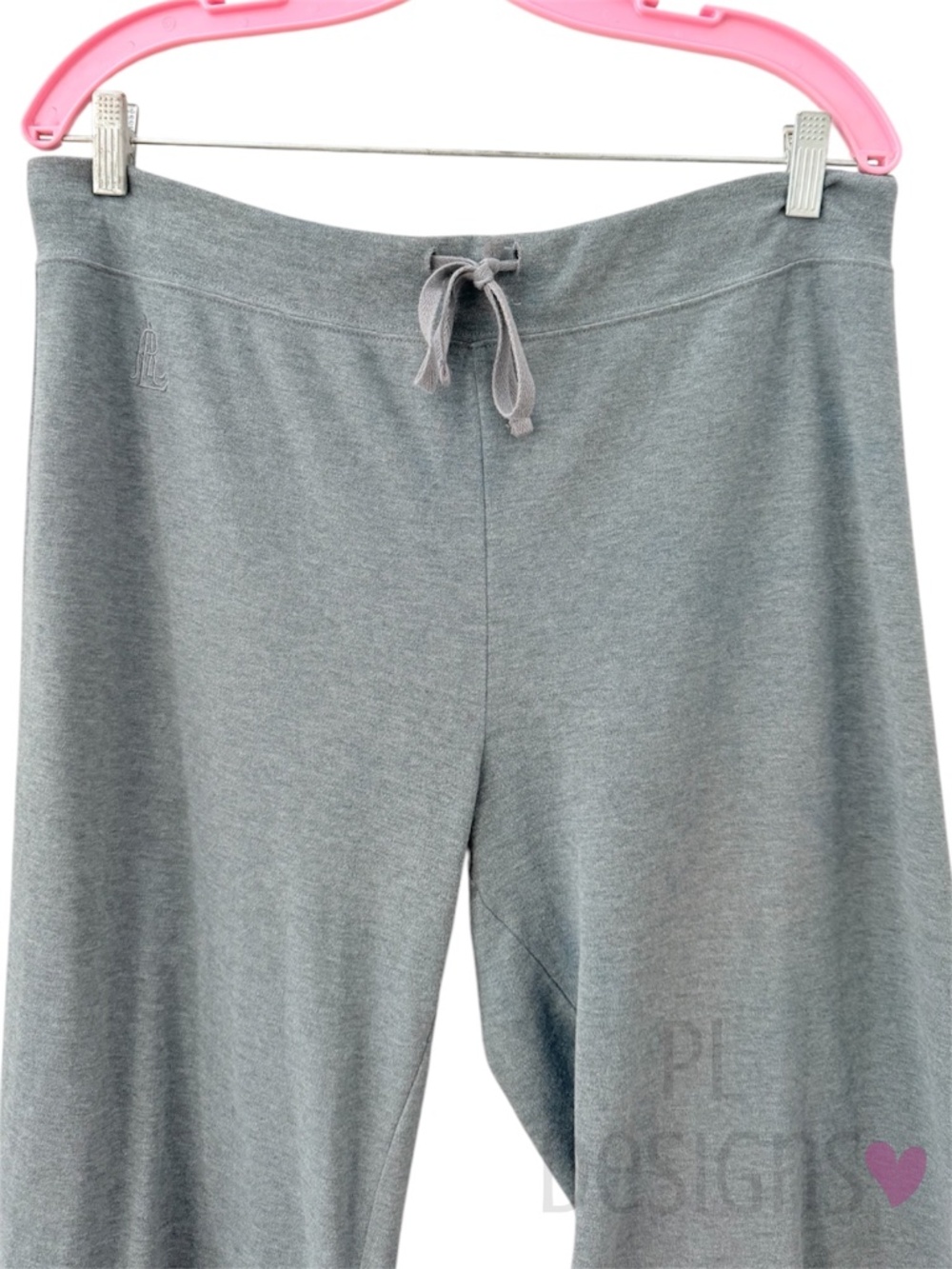 Lauren Ralph Lauren Gray Lounge Pants Sweatpants Drawstring Wide Leg L - Picture 2 of 5